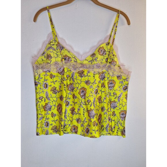VICTORIA'S SECRET Yellow Floral Lace Trim Camisole Tank Sz L Romantic Fairy Y2K - Picture 9 of 9